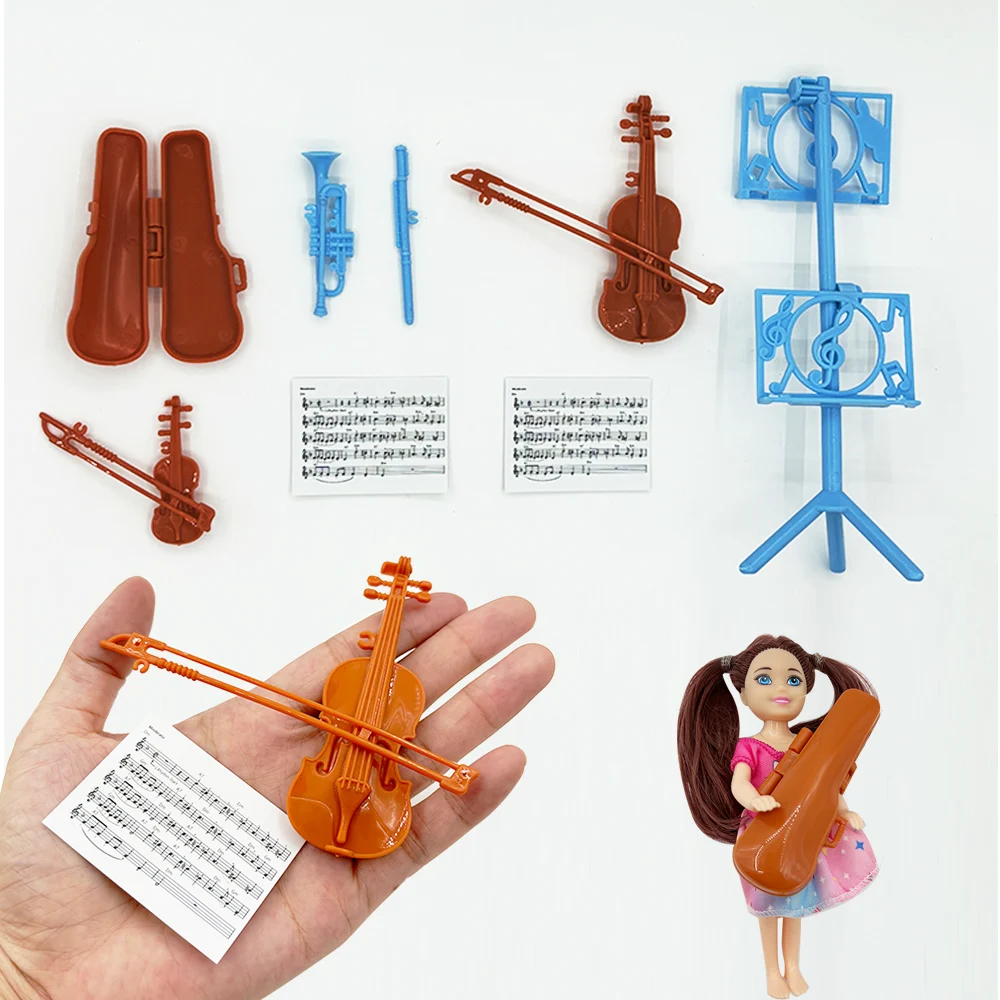 Cute Violin Flute Music Score Rack Set Dollhouse Mini items Doll Accessories Toys Lovely Miniature for Dolls