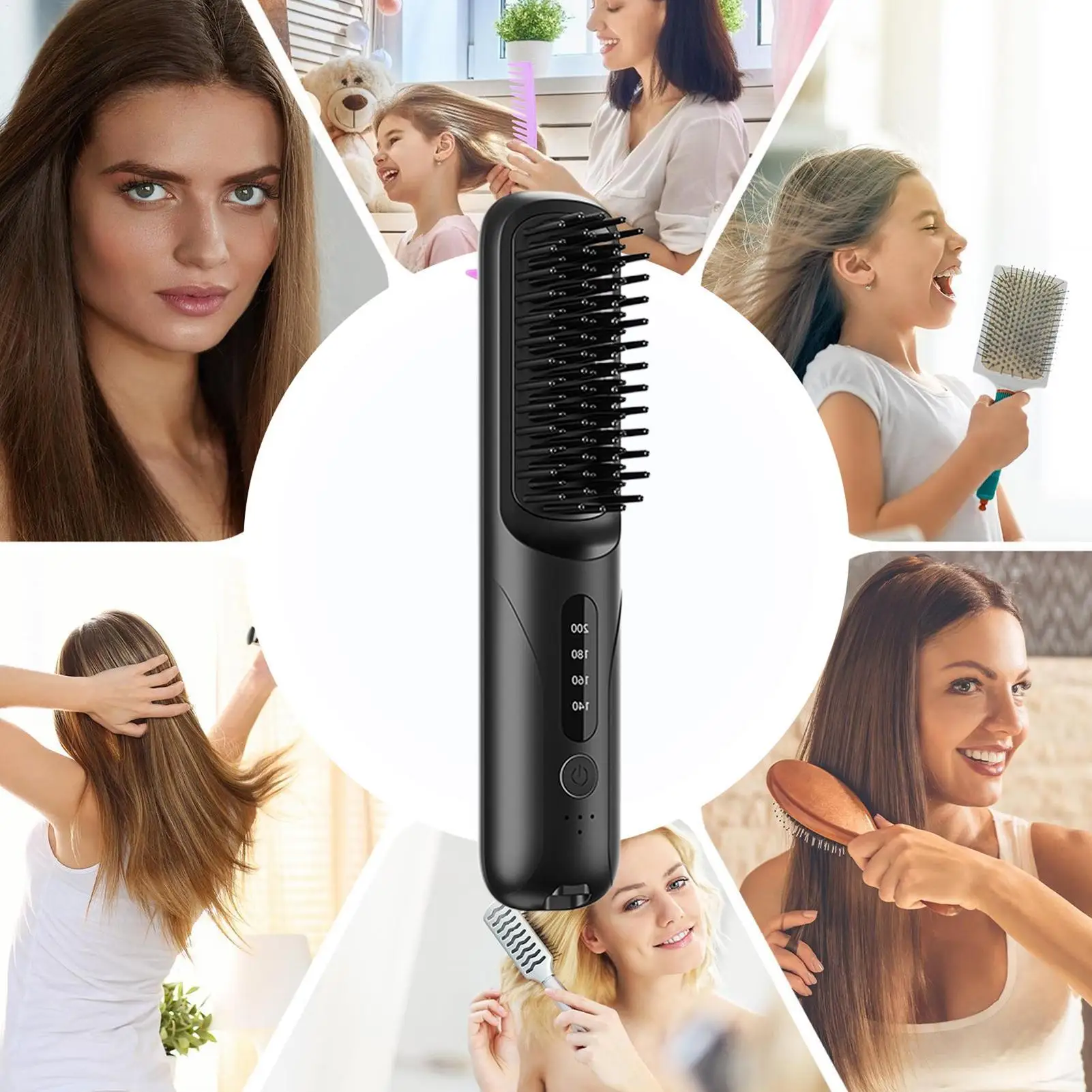 ヘアストレートナーブラシポータブルヘアストレートニングカーリングスタイリングツール旅行用ストレートナーブラシ家庭用アパートサロン用