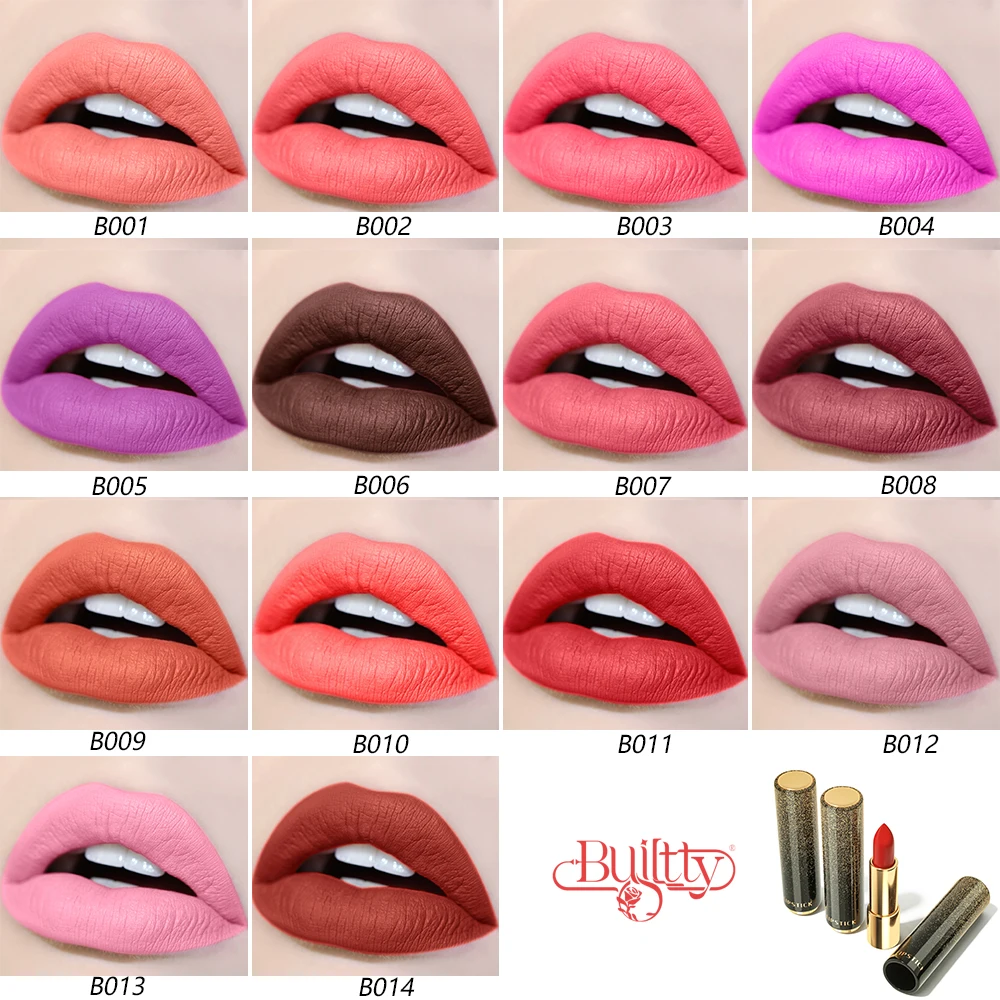 14 Colors Dropshipping Kiss Proof Lipstick Girl Sexy Gold Metallic Waterproof Matte Lipstick Long Lasting Aloe Magic Shade