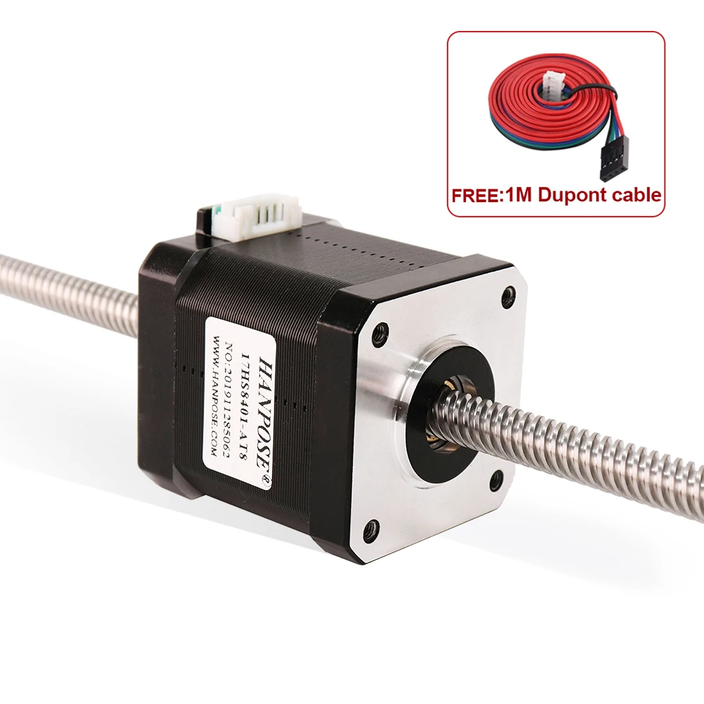 42 Melalui Motor 42HA48-T8*2- 200MM Sekrup Linier Sekrup Trapesium Ekspansi Bolak-balik 2 Fase 4 Kawat Motor Stepper Nema17