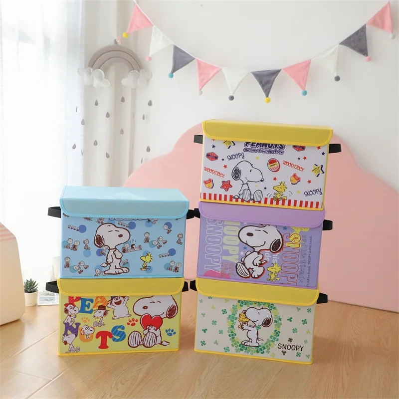 

38*25*25Cm Snoopy Korean Cartoon Large Foldable Fabric Dustproof Underwear Organizer Kawaii Storage Box Sundries Toy Storage Box