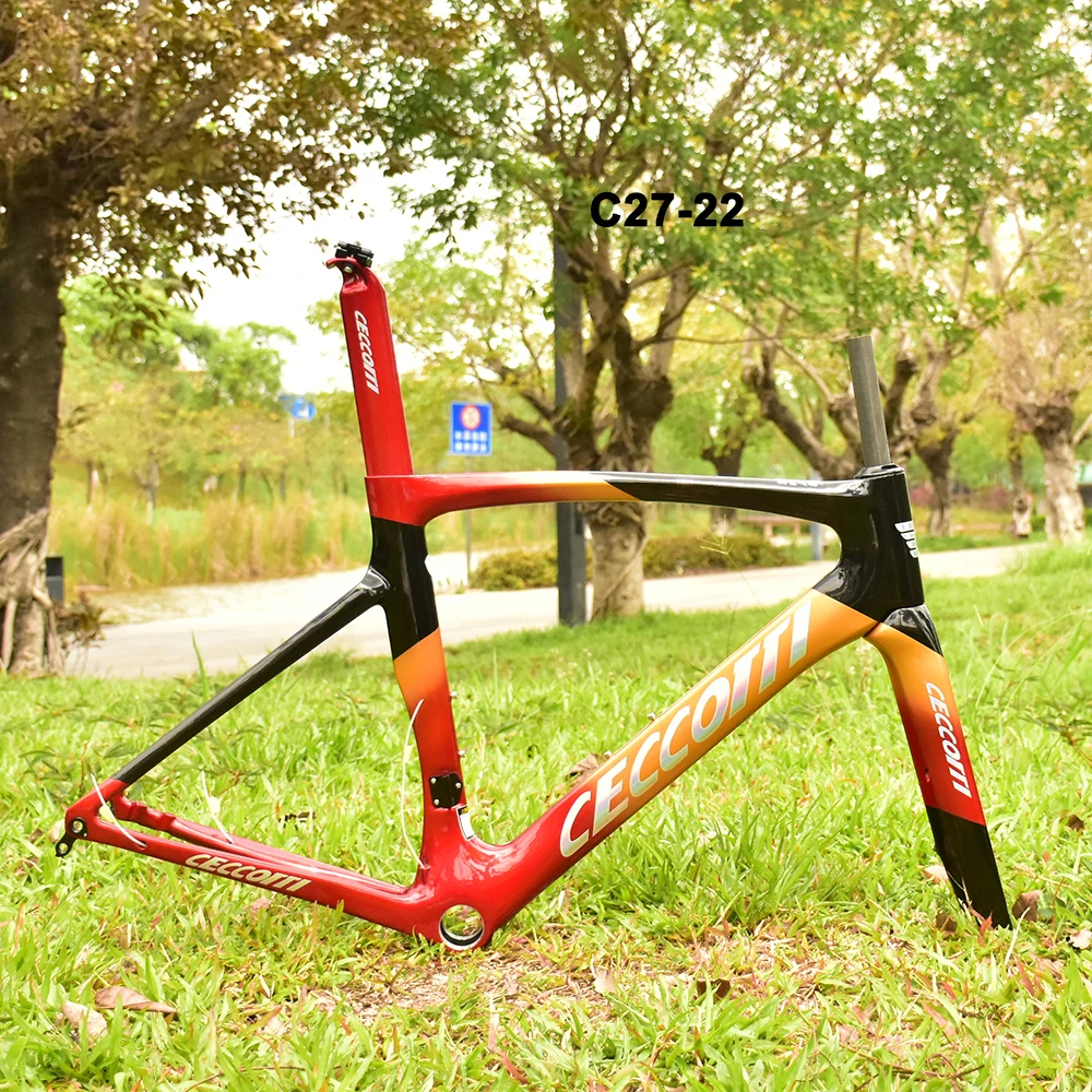 CECCOTTI-Carbon Road Bicycle Frame, Disc Brake, Max 700 x 30C, Full Internal Cable, 49-58cm, Bike Frames, 2024