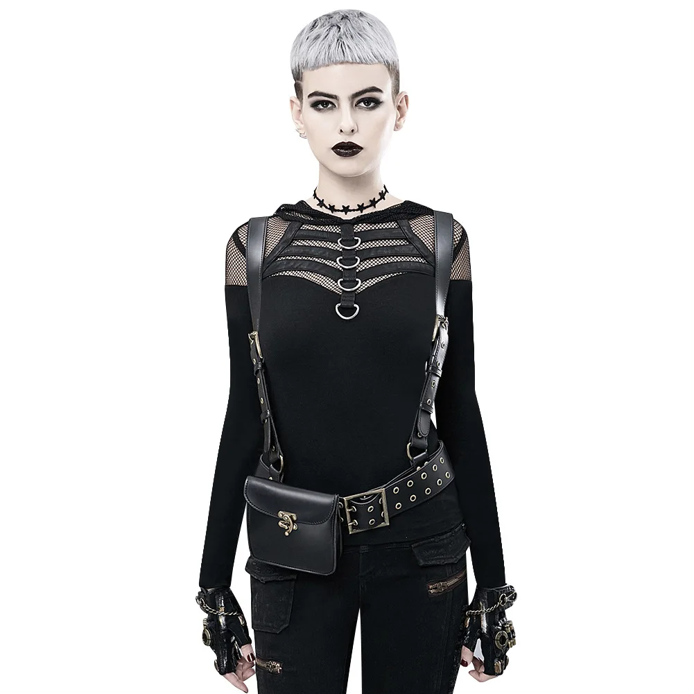 Luxury Design Bag Punk Motorcycle PU Leather Retro Waist Bags Backpacks Clothing Accessories Vest Waist Bags Belt Bag Fanny Pack