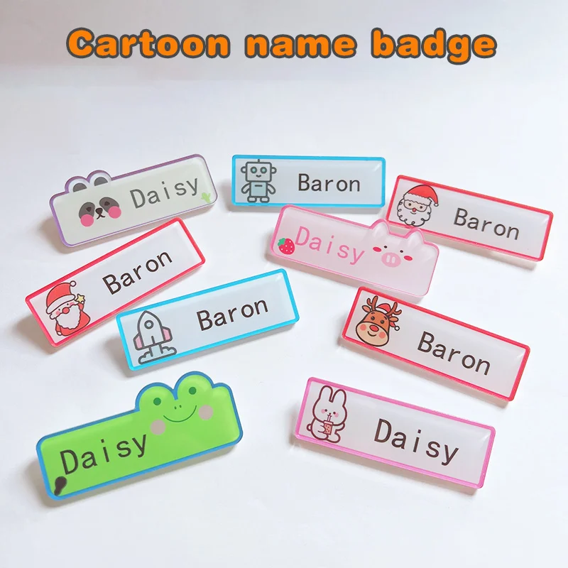 Cartoon Name Plate Card Holder Straight Style Pin Name Tag Badge Holder Identification Korean-style School Office Supplies