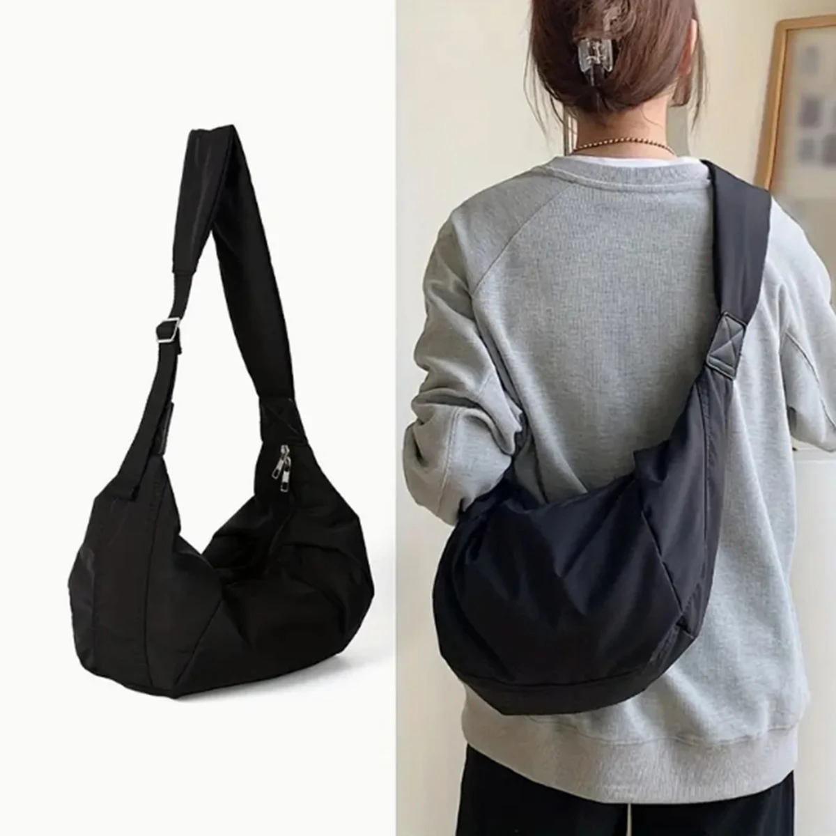

Fashion canvas down crossbody bag winter new large capacity dumpling bag down cotton casual simple shoulder bag 1