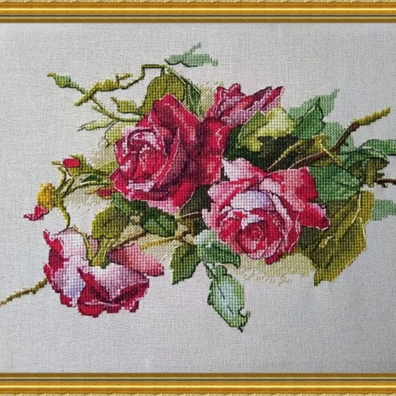 Kit punto croce contati per ricamo, topo felice, ricamo fatto a mano, piccolo splendido Bouquet di Rose, 37-28