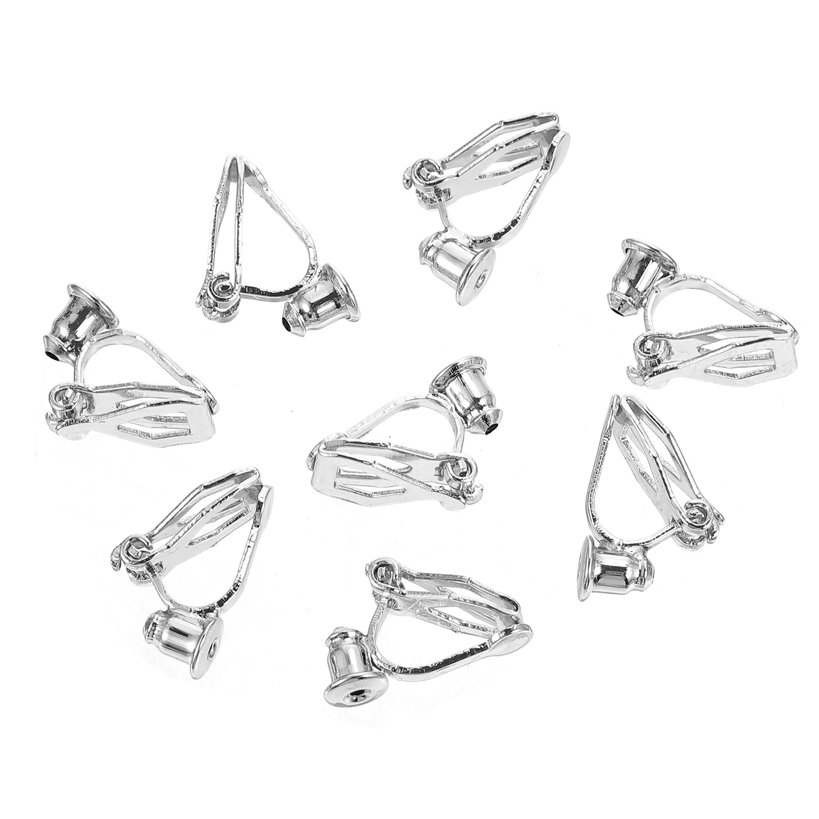 8 Pcs Ear Clip Adapter Blanks Jewelry Findings Stainless Steel Earrings Women's