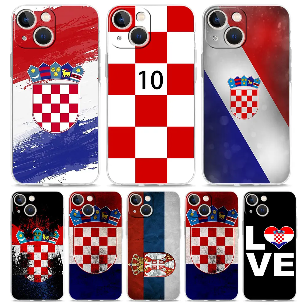 Croatia Flag Soccer Luxury Transparent Phone Case For iPhone 15 14 13 12 11 Pro Max XS X XR SE 7 8 Plus Shockproof Clear Cover