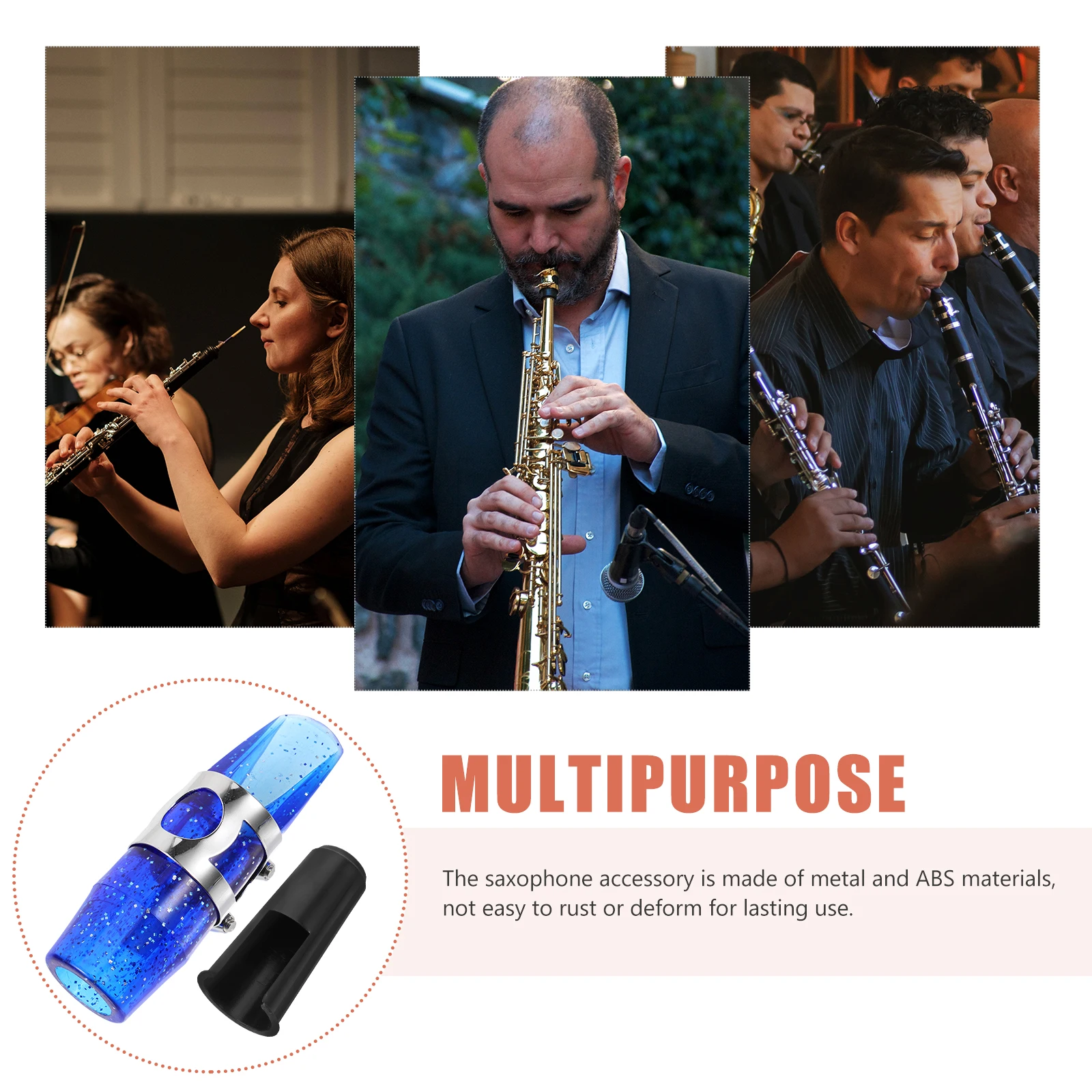 

1 set 1 Set Metal Abs Alto Saxophone Mouthpiece Kit Ligature Reed Cap Portable Lightweight Durable Corrosion Resistant Stylish