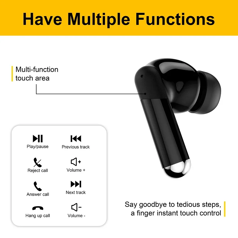 Ultra long endurance wireless Bluetooth earphones with built-in digital display and noise reduction