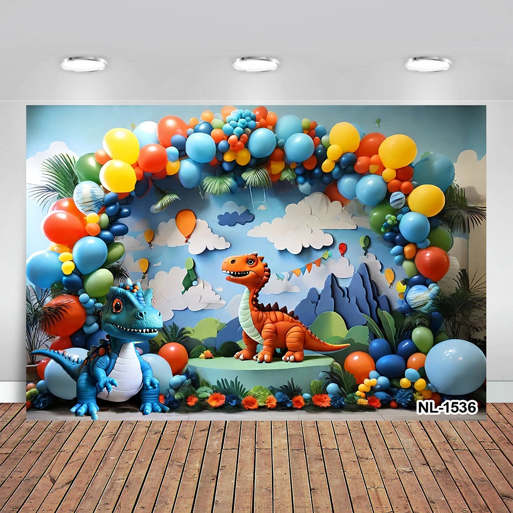 

Animal World Dinosaur Backdrop for Photography Baby Boy Birthday Party Backdrop Customized Backgrounds for Photo Studio