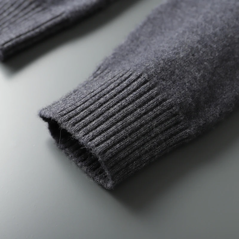 Autumn Winter 100% Cashmere Men's Stand Collar Thick Cardigan Sweater Smart Casual Soft Knitwear High Quality Fashion Men Tops