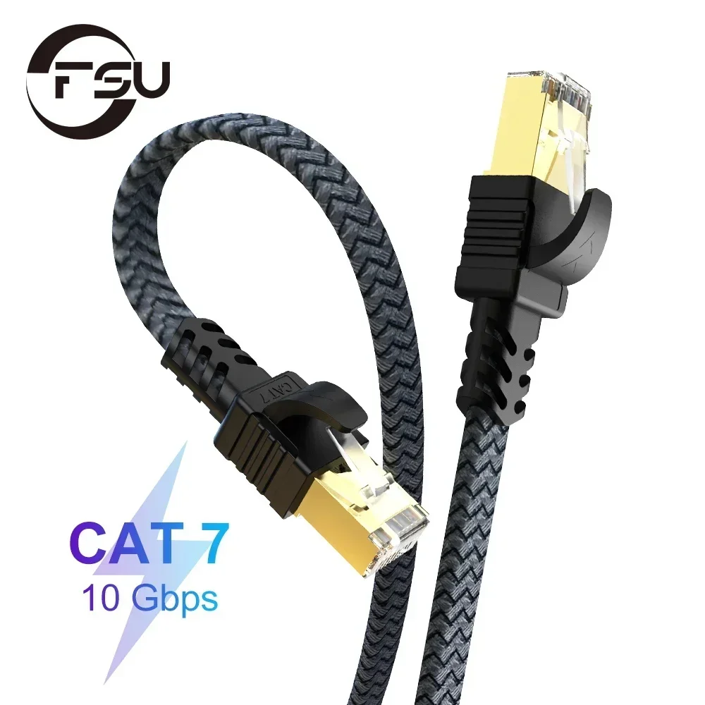 كابل إيثرنت CAT7 عالي السرعة - كابل تصحيح شبكة RJ45 مسطح ومرن ومتين لأجهزة PS والكمبيوتر الشخصي والإنترنت والمودم وجهاز التوجيه - 0.5 م - 30 م