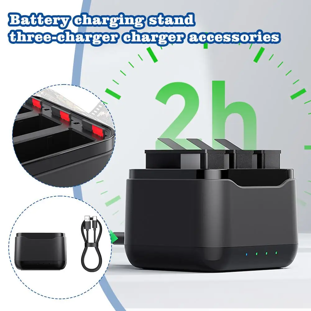 FOR DJI Action 5 Pro Sports Camera Battery Charging Dock 5V/3A Three-seat Simultaneous Charging + Storage Light Prompt FOR M0Z1