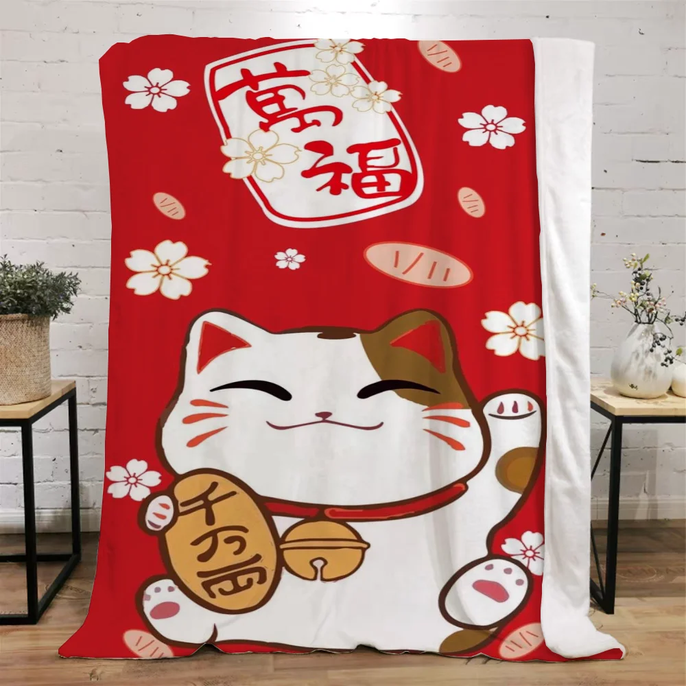 Lucky Cat Fluffy Soft Blankets & Throws Designer Throw Blanket Bed Knitted Plaid Interior for Home Luxury Bedding Beach Towel