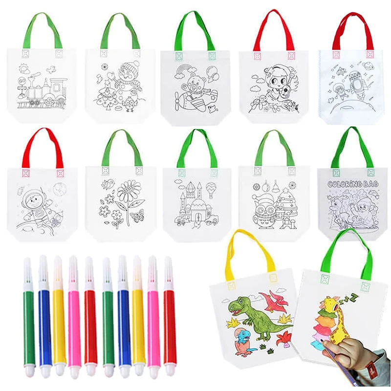 5pcs Graffiti Bag with Marker Pen Color Cognition Children Drawing Toys Puzzle Parent-child Kindergarten Activity Props TMZ