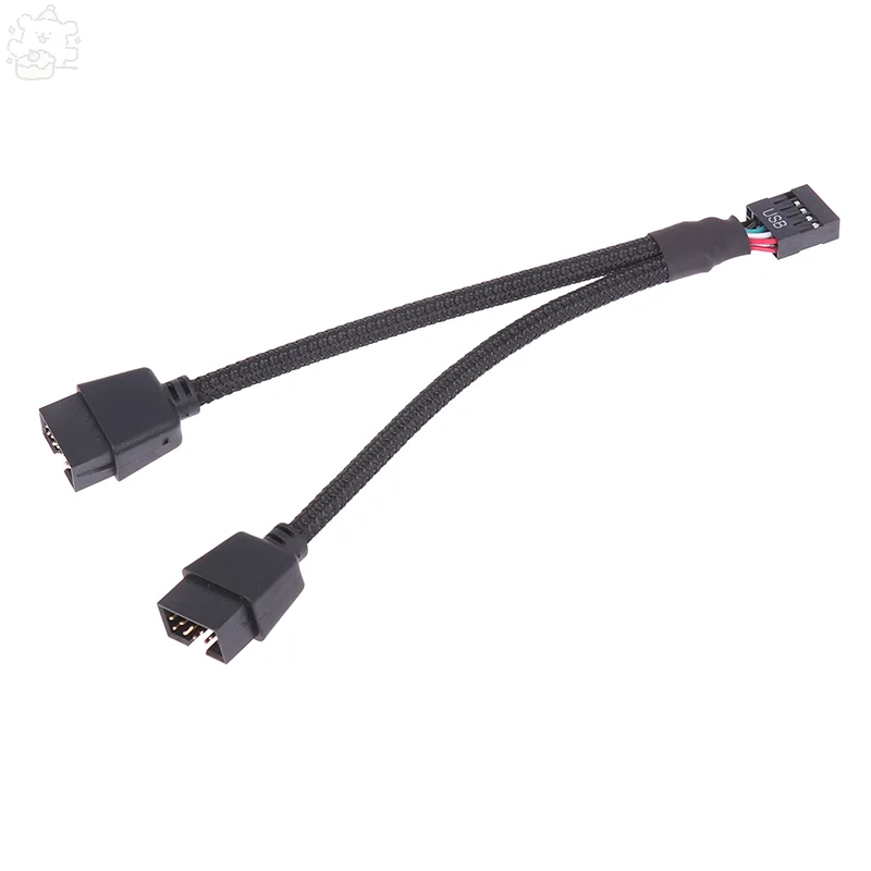 9 Pin 15cm Computer Motherboard USB Extension Cable ,1 Female To 2 Male Y Splitter Audio HD Extension Cable