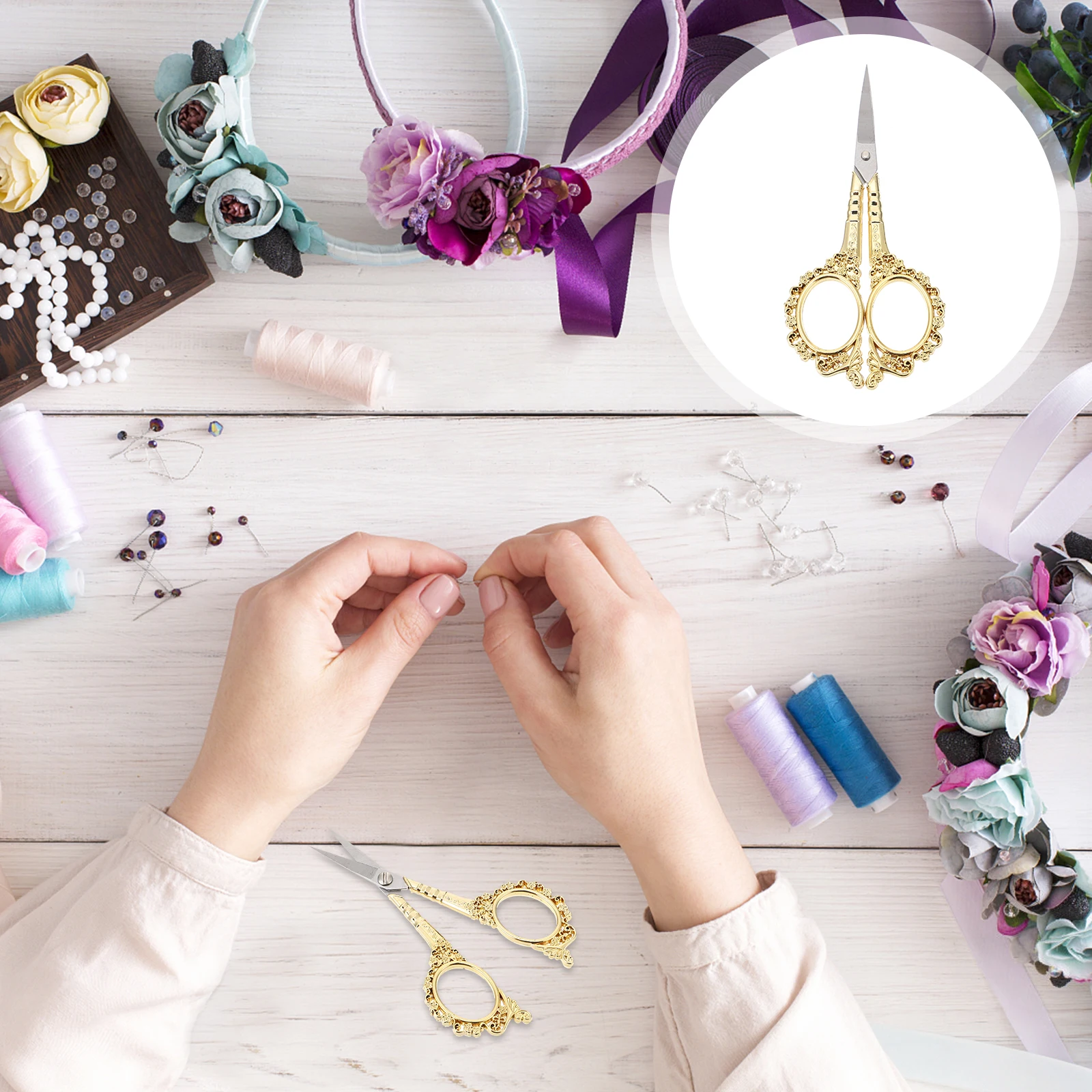 الفولاذ المقاوم للصدأ مقص التطريز للخياطة قطّاعة سن اللولب الدقة تلميح المتقلب Diy بها بنفسك أداة التطريز مقص للحرف اليدوية #1