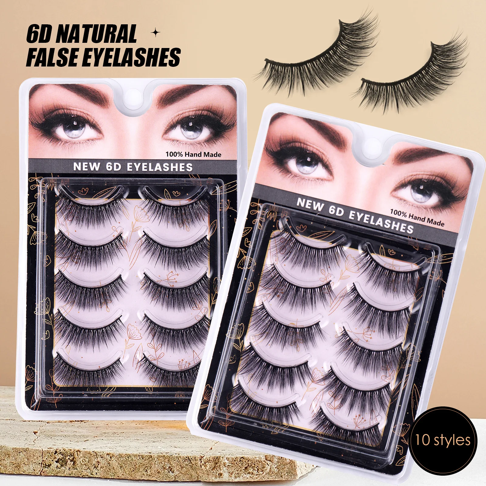 5 pairs 6D eyelashes chemical fiber three-dimensional multi-layer cross false eyelashes natural curl eyelashes wholesale