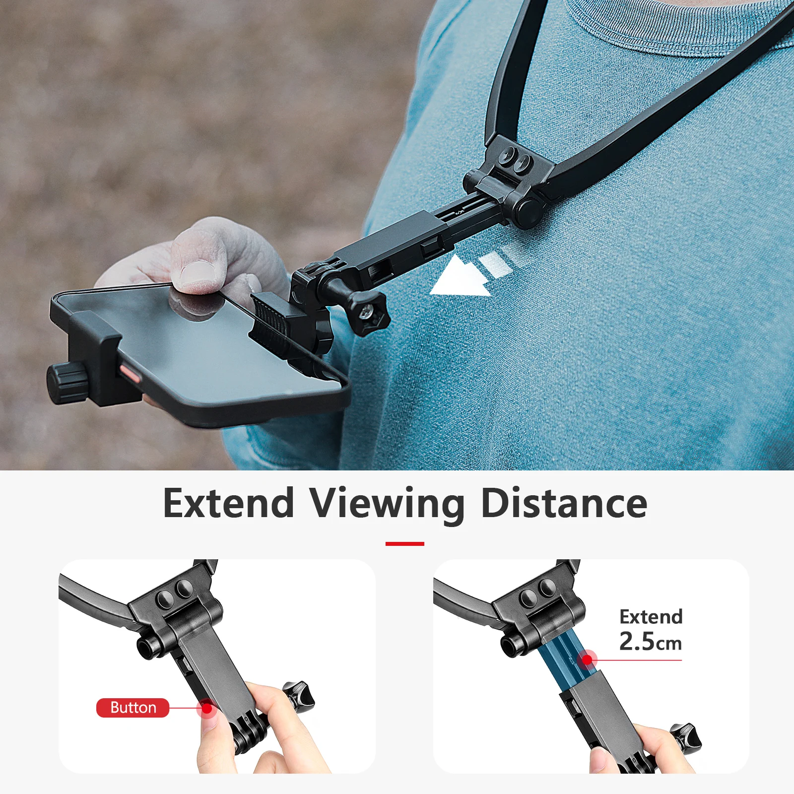 Vamson Anti-shake Neck Hold Mount for iPhone 14 13 Xiaomi Huawei Samsung Cellphone Smartphone Running Cycling Record Vlog Video