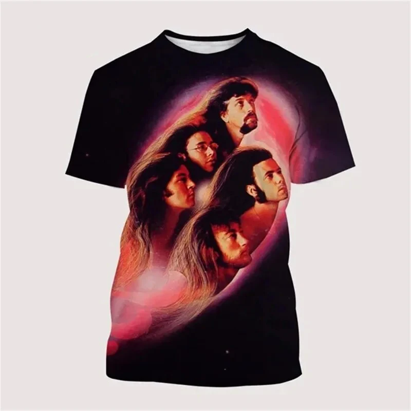 Camisetas con estampado 3D de banda de Rock de color morado oscuro, ropa de calle a la moda para hombres y mujeres, camiseta de manga corta de gran