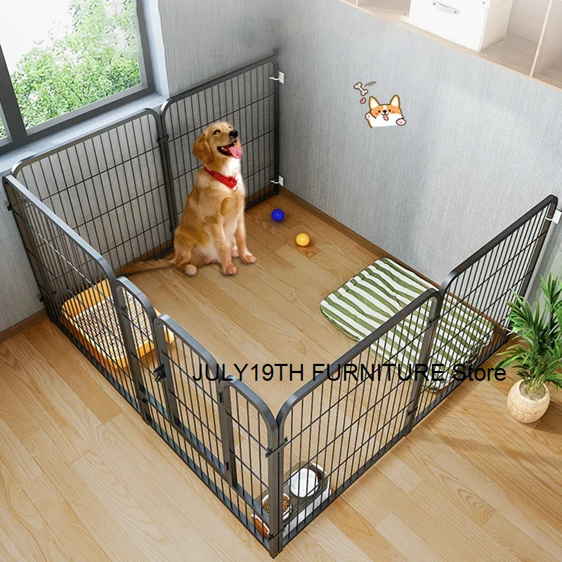 Modern Wrought Iron Dog Fences Pet Fence with Dog Door Home Indoor Cat Cages Large Dog Enclosure Safety Fence Dog Supplies