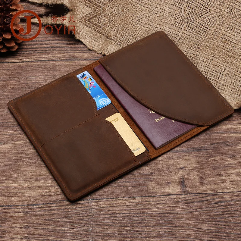 Genuine Leather Passport Holder Case with 2 Card Slot Cowhide Passport Protector Top Grain Leather Passport Cover For Men Women