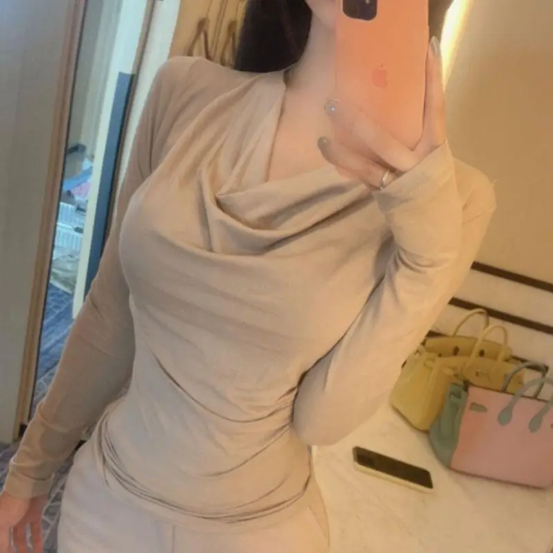 

Sexy Women's Long Sve T-irt V-Ne Comfortable Skin-Friendly Body-a Cotton Spring Autumn Cute Sle QK377