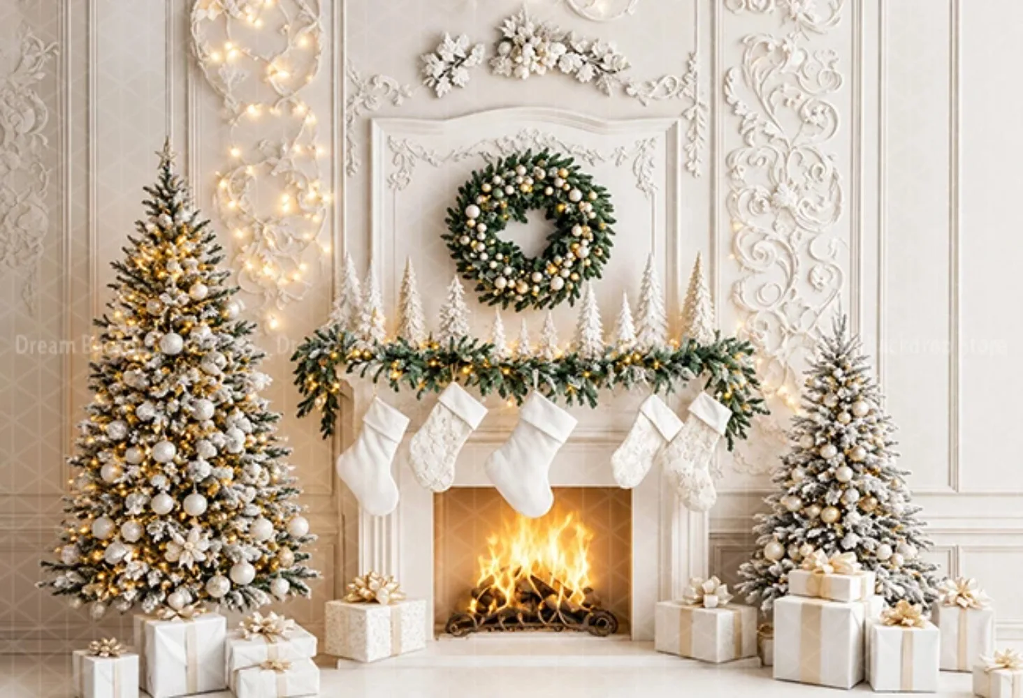 Winter Christmas White Room Window Theme Banner Decoration Background, Christmas Party, Home Decoration Photography Background