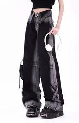 Y2K Wide Leg Jeans Women Hip Hop Style Fashion Vintage Streetwear Black High Waist Jean Female Trouser Baggy Denim Pants woman