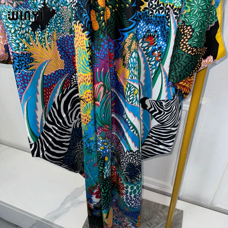 WINYI summer kaftan kuwait Women Boho print Beach abaya dubai luxury Maxi Dress abaya muslim woman dubai Fashion evening dress