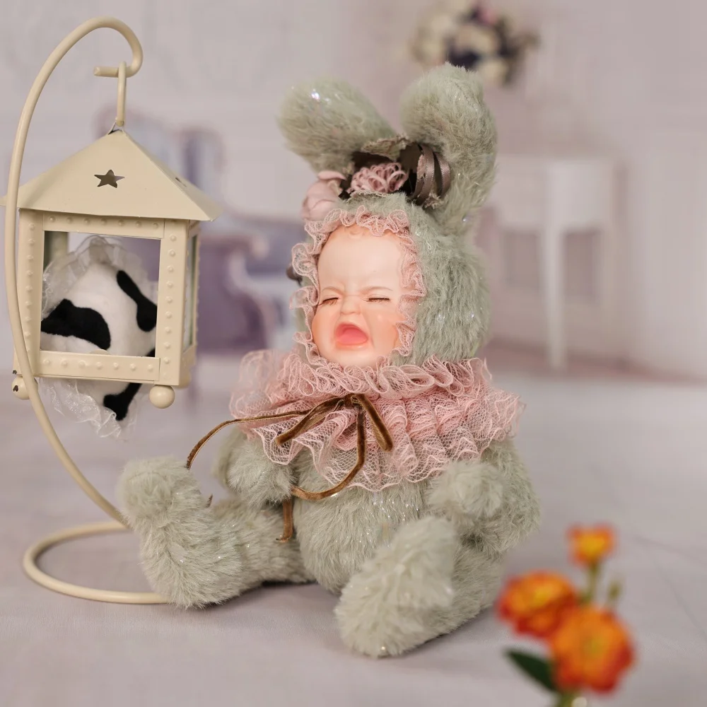 Cloveray 8 pouces Original porcelaine poupée lapin en peluche poupée en céramique visage corps en peluche de haute qualité à la main à collectionner œuvre cadeau