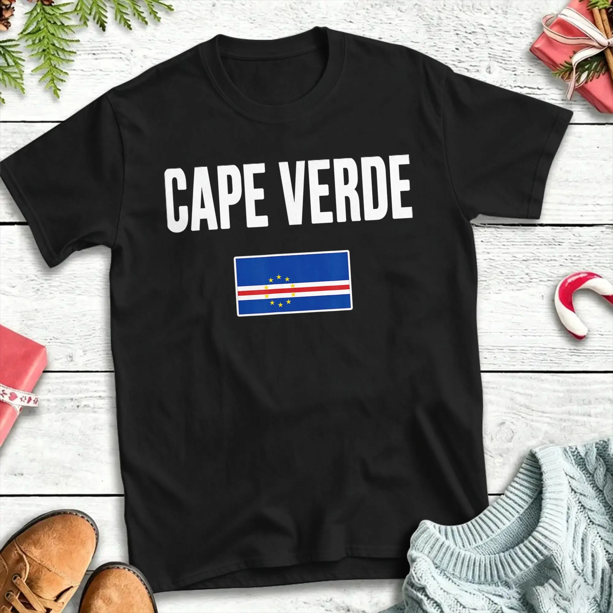 Cape Verde Cape Verdean Flag Cabo Verde Souvenir T Shirt Men's  Cotton Novelty T-Shirts Round Collar Short Sleeve Tops Summer