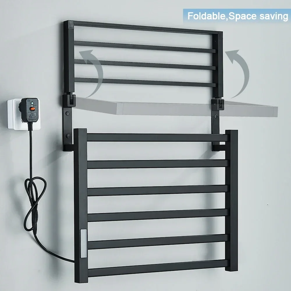 Bathroom Electric Towel Rack Digital Display Temperature Time Control Towel Warmer Rail Smart Home Heated Towel Bar Aluminum