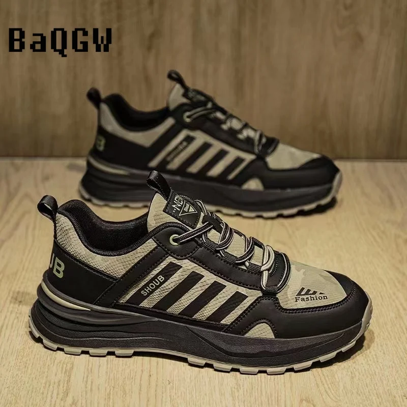 

Striped Design Sport Shoes for Men Casual Shoe Four Seasons Thick Bottom Chunky Sneakers High Quality Waterproof Man Sneakers