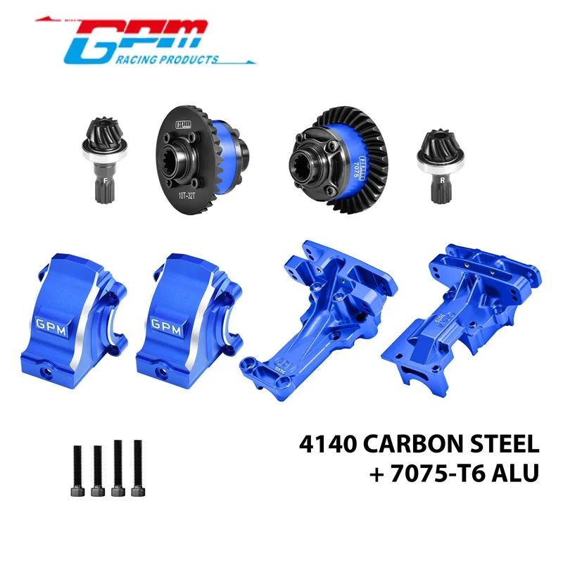 GPM XRT1213KIT 4140 Carbon Steel + 7075 Alloy Front & Rear Complete Diffs & Upper Bulkhead & Diffs Housing For TRAXXA RC Upgrade