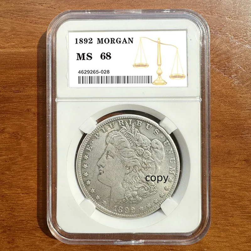 US 1892 Morgan 1 Dollar Vintage Coinning For Collector Commemorative  Display Holder Copy Coin