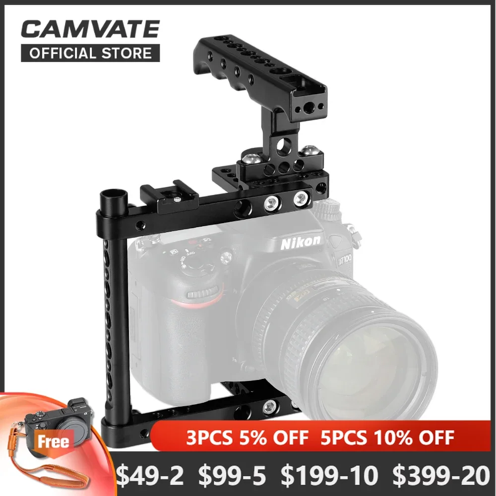 CAMVATE Camera Cage Rig For Canon 650D,600D,550D,500D,450D,760D,D3200,D3300,D5200,D5500,D300S,D610,a58,a7,a7II,GH5/GH4/GH3/GH2