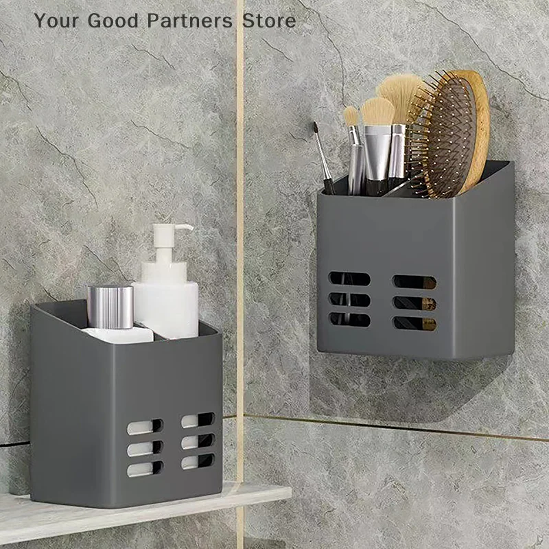 

Bathroom Shelf Makeup Storage Organizer No Drill Toiletries Shelves Wall Mount Comb Skin Care Product Rack Bathroom Accessories