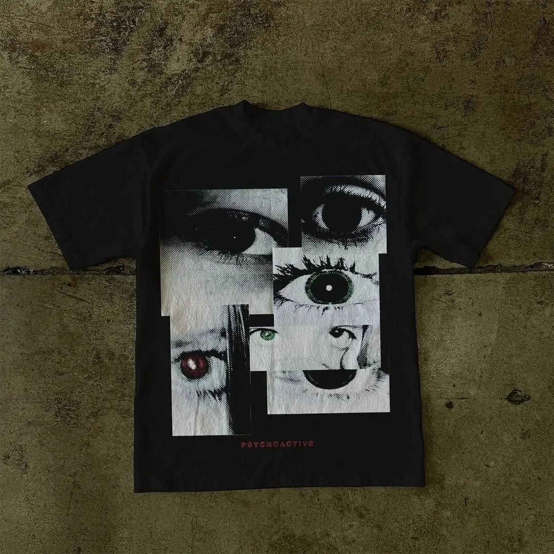 Vintage Y2k T-Shirts Sommer Europäische und Amerikanische Y2K-Print T-Shirts Rundhals Lässige Weite Oberteile Modische T-Shirts Unisex