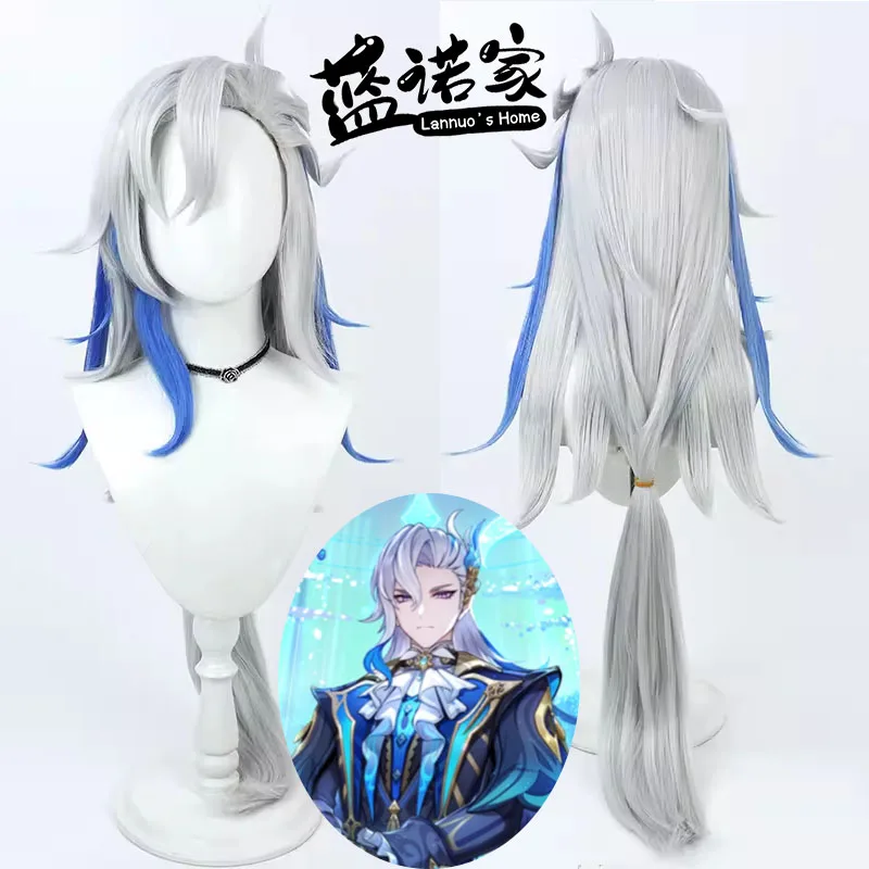 

Anime Genshin Impact Neuvillette Cosplay Wig Halloween Carnival Party Props Synthetic Hair Heat Resistant Fiber + Wig Cap