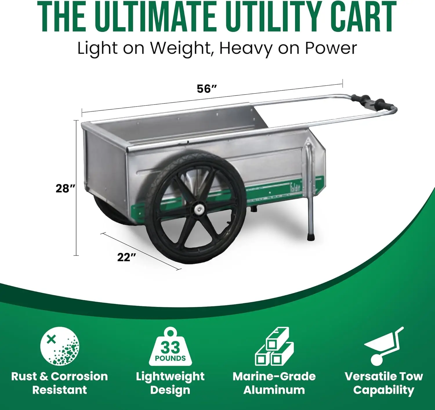 Foldit Do It All Portable Rust Corrosion Resisting Aluminum Folding Utility Cart with 300 Pound Capacity, Silver