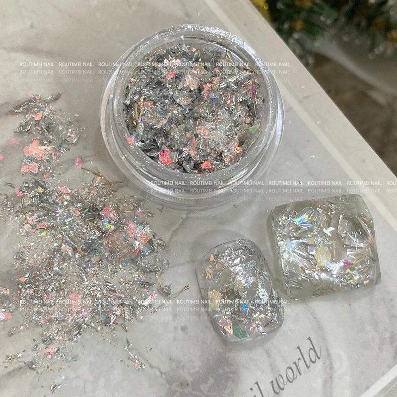 4/2/1Box Irregular Foil Opal Nail Glitter Sequins Manicure Sparkly Gradient Polarized Flakes Gold Mixed DIY Nail Art Decoration