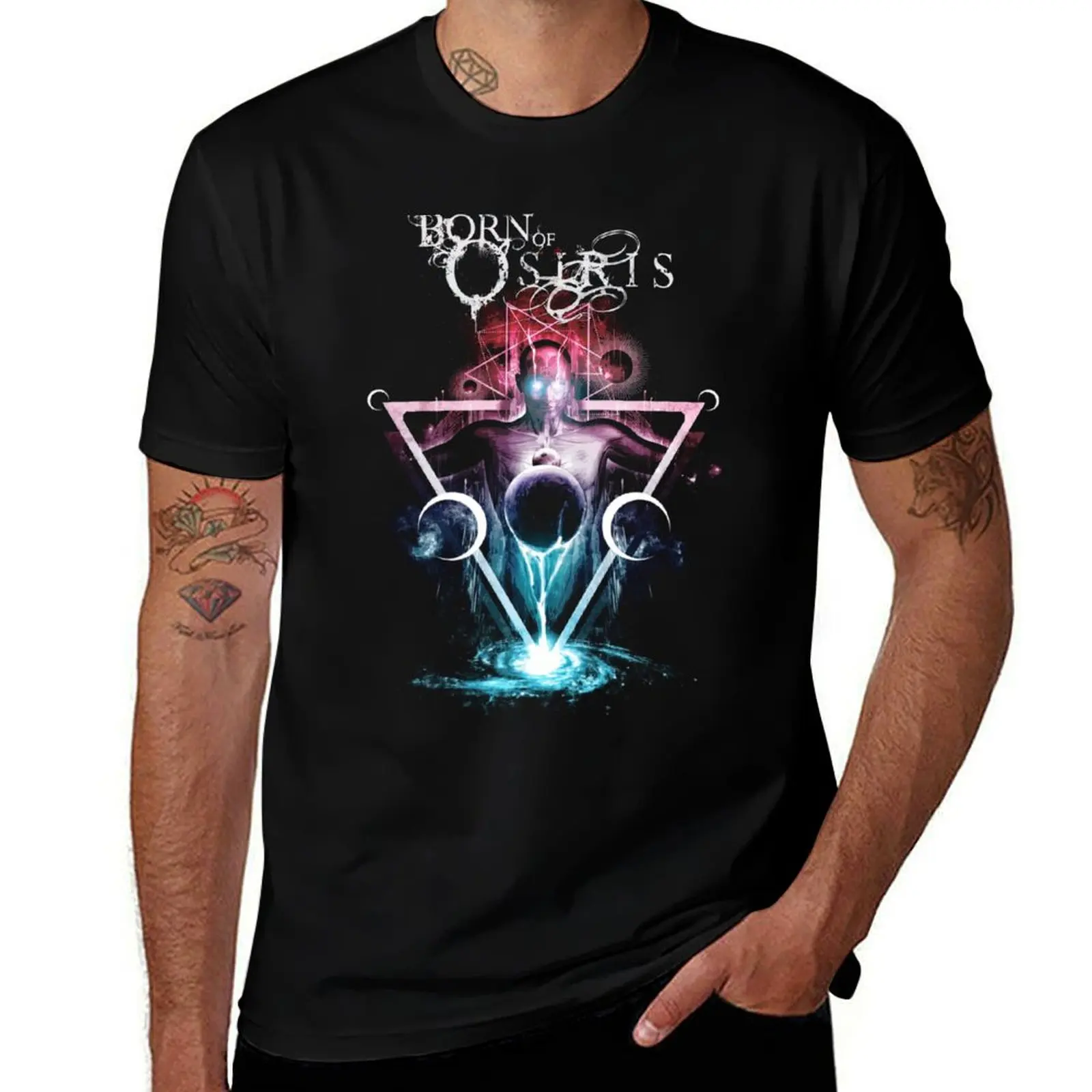 Born Of Osiris - футболка с абстрактными хаосами, лето 2024, уличная одежда, мужская футболка, черные мужские футболки