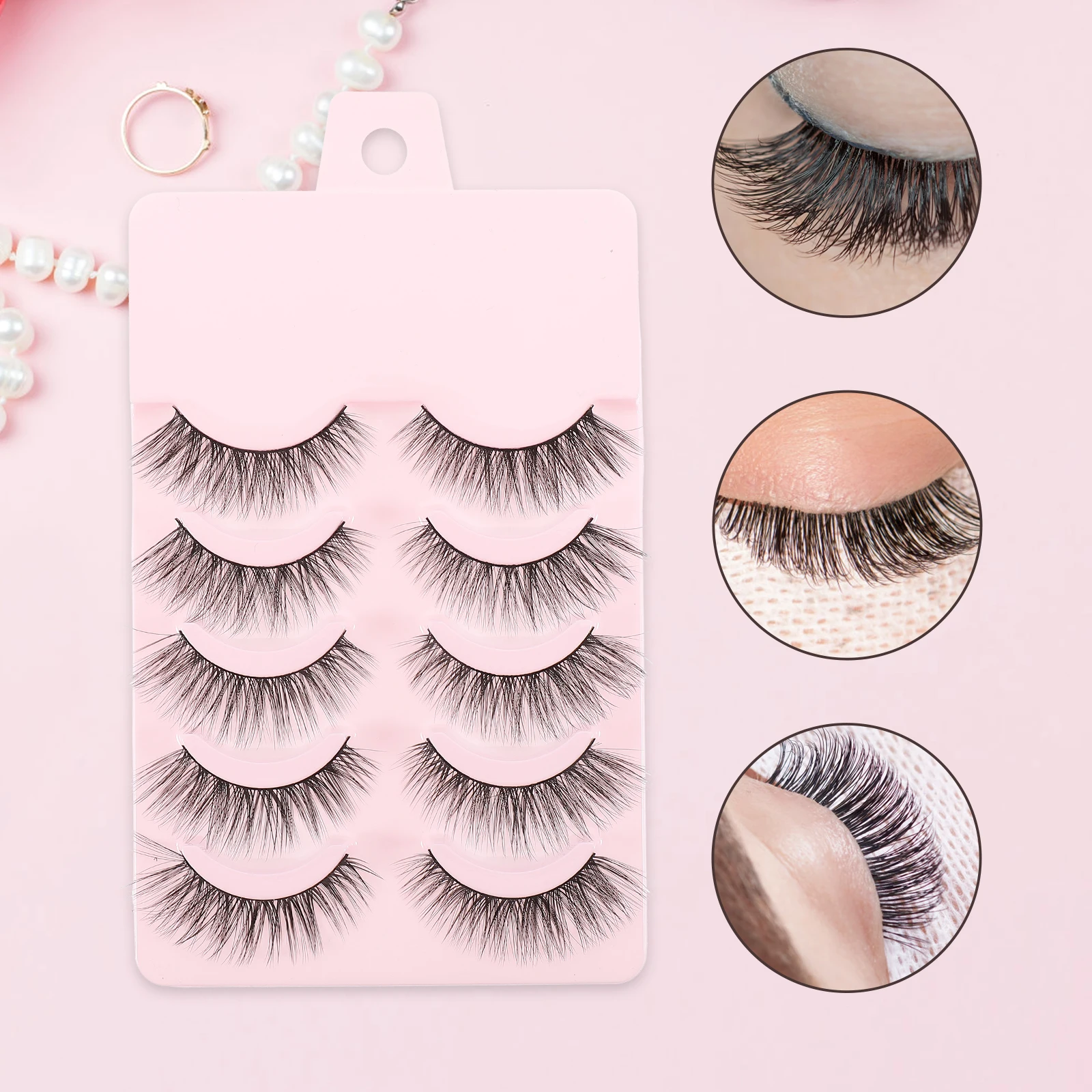 5 Paar falsche Wimpern, natürlicher Look, handgefertigt, lange, dicke Wimpern, angenehm zu tragen, leicht zu entfernendes Make-up-Zubehör, falsche Wimpern