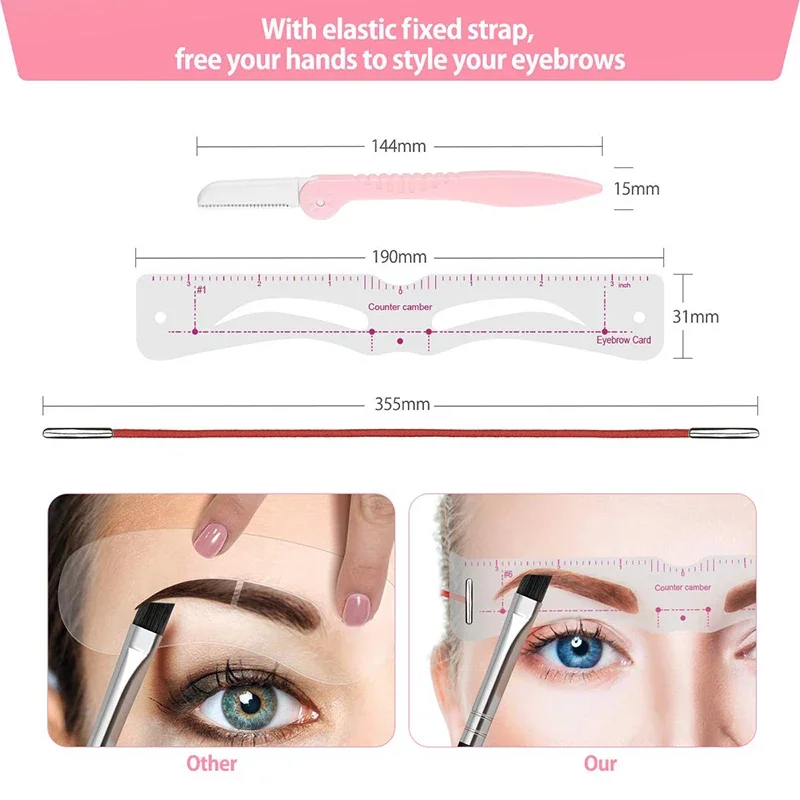 12 Styles/set Reusable DIY Eye Brow Drawing Guide Styling Shaping Grooming Template Card Eyebrow Stencil Set  Easy Make Up Tools