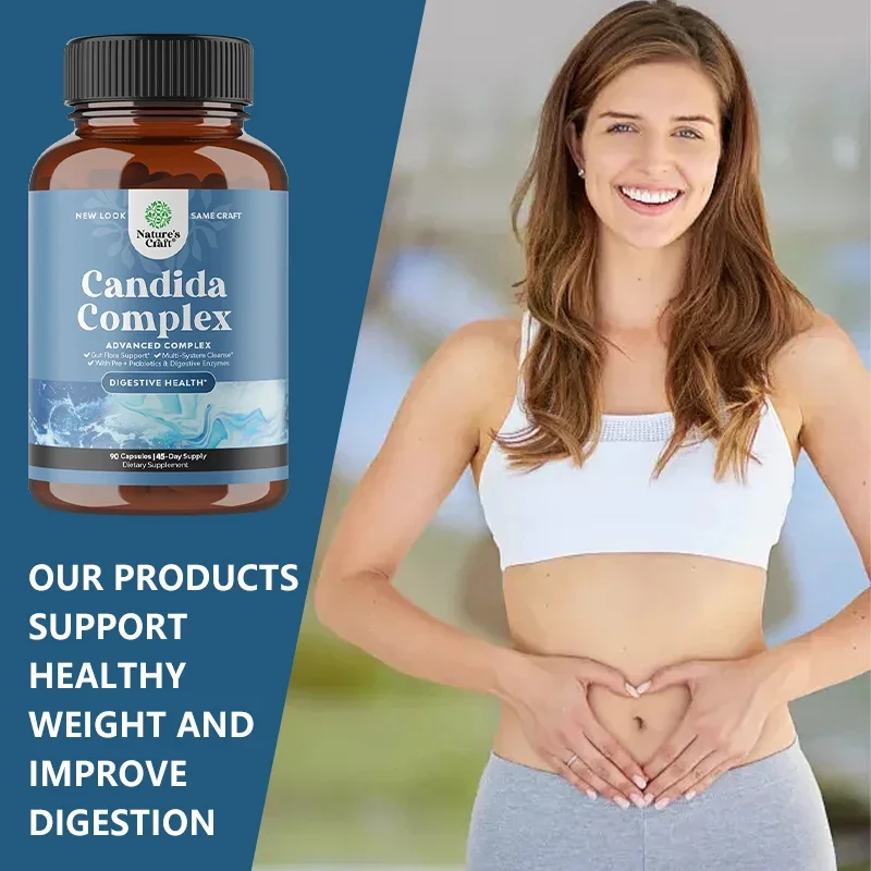 Candida Complex with Digestive Enzymes - Probiotics and Oregano Leaf Extract for Better Digestion, Gut Cleansing and Immunity