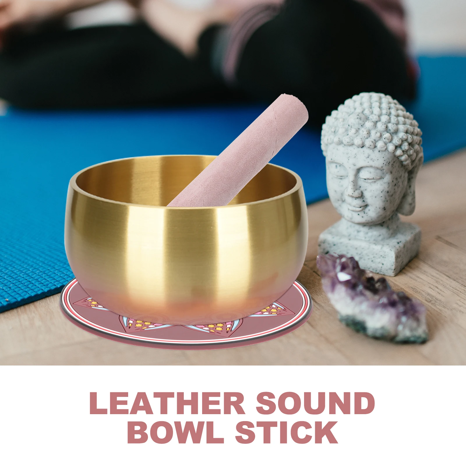 

Sound Bowl Mallet Tibetan Singing Hollow Stick Meditation Pink Striker Sheepskin Durable Smooth Safe Comfortable Clear