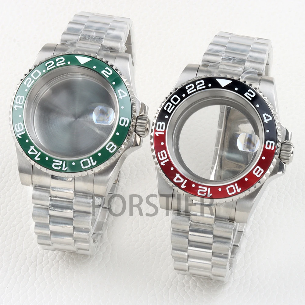 

Silver 40mm NH35 Case Stainless Steel Sapphire Glass for GMT NH34 NH35 NH36 NH38 Movement 28.5mm Dial Presidential Watchband