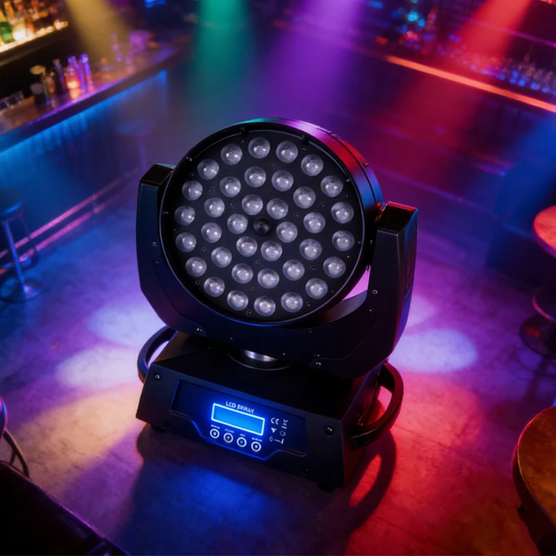 

36 LED Moving Head Stage Light Par Light with Sound Activated DMX Controlled DJ Stage Uplights for Wedding Party Club Lighting
